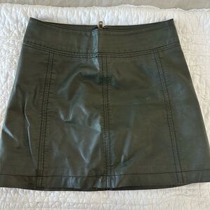 Free People Olive Leather Mini Skirt